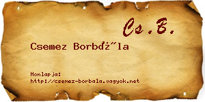 Csemez Borbála névjegykártya